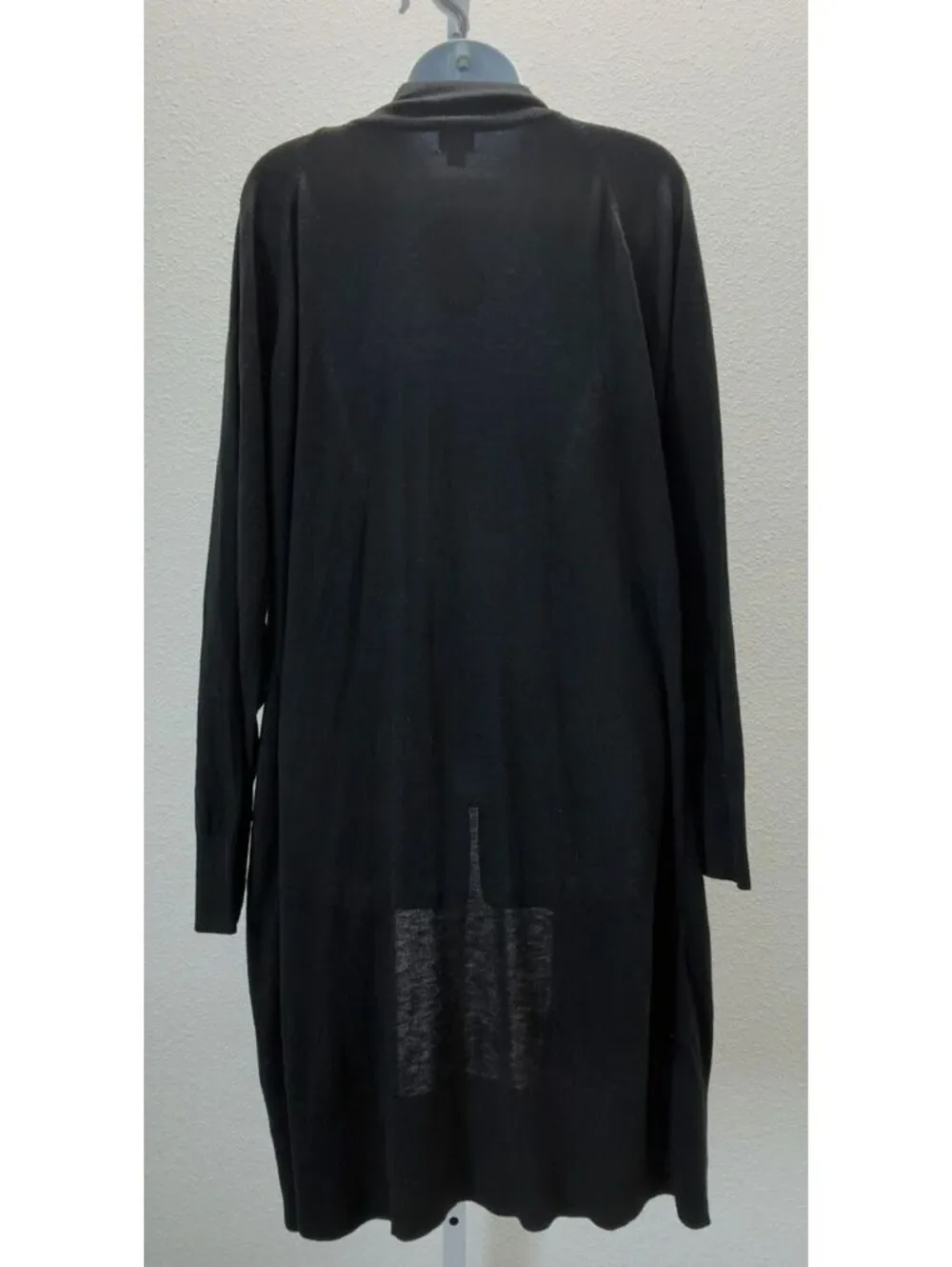 A New Day Black Knitted Midi Open Cardigan Women Size Large